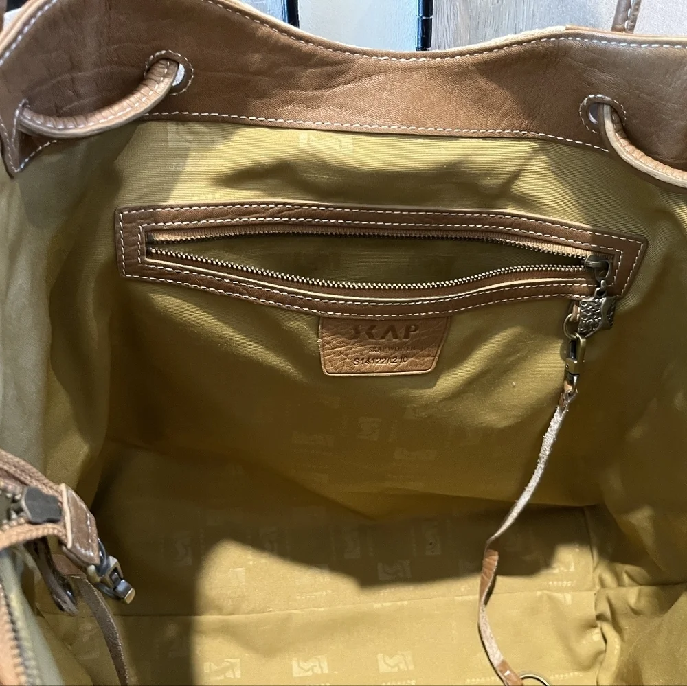 Rare SKAP Handbag with Camel Brown Leather & Tan Animal Print Fabric NWOT